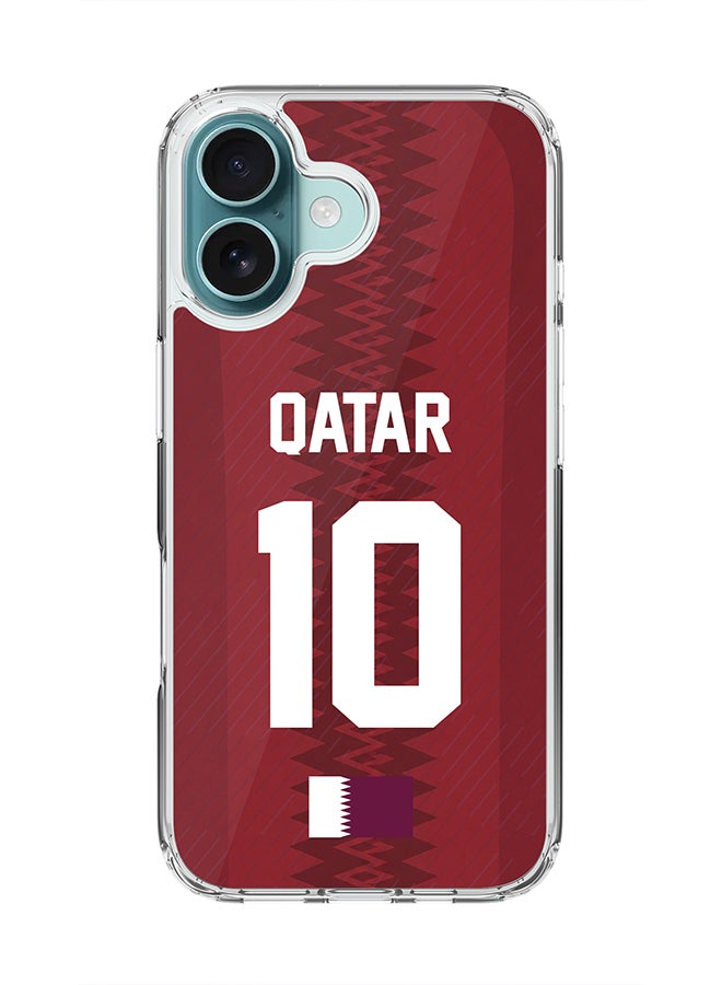 Stylizedd Classic Clear Magnetic Case for Apple iPhone 16 , Hybrid Soft Case Flexible Edges Anti Drop TPU PC Gel Thin Transparent Cover [ Designed for Apple iPhone 16 ] - Football Team Qatar World Cup 2026 - Image 1