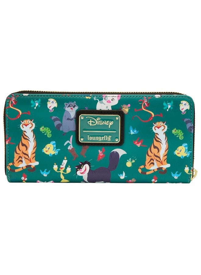 Loungefly Disney Wallet Princess Sidekicks All Over Print Zip Saffiano Faux Leather Clutch - Image 1