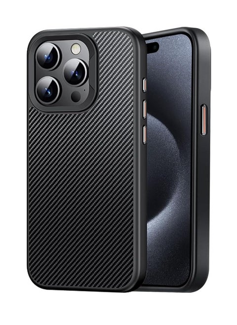 Carbon Fiber for iPhone 16 Pro Max Case, [with Camera Lens Protector][Compatible with Magsafe] Shockproof Protective Magnetic Phone Cover 6.9 Inch (Black)