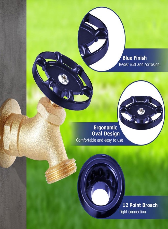 Dreyoo 2 Pack Outdoor Faucet Handles, 3/8 in Spigot Handles Compatible with Arrowhead PK1290, 12 Point Faucet Knob for Outside Hose Bibb, Garden Valves and Frost Proof Wall Hydrants(Blue,Oval) - Image 3
