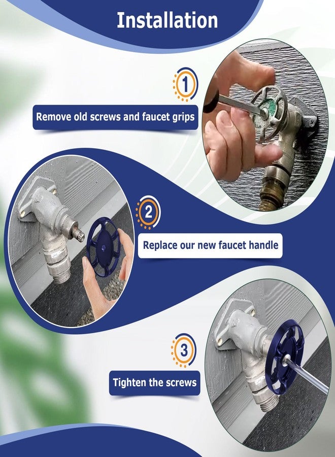 Dreyoo 2 Pack Outdoor Faucet Handles, 3/8 in Spigot Handles Compatible with Arrowhead PK1290, 12 Point Faucet Knob for Outside Hose Bibb, Garden Valves and Frost Proof Wall Hydrants(Blue,Oval) - Image 5