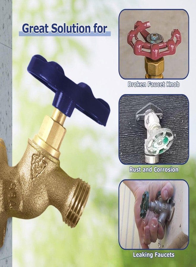 Dreyoo 2 Pack Outdoor Faucet Handles, 3/8 in Spigot Handles Compatible with Arrowhead PK1290, 12 Point Faucet Knob for Outside Hose Bibb, Garden Valves and Frost Proof Wall Hydrants(Blue,Oval) - Image 4