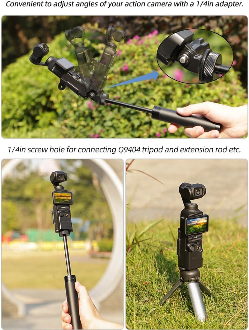 Xmipbs Extension Adapter with Dual Claw Hook for Pocket 3 Camera Extension Adapter Bicycle Support Extended Mounting Bracket Tripod Neck Strap Bicycle Backpack Clip Compatible with OSMO Pocket 3 - Image 4