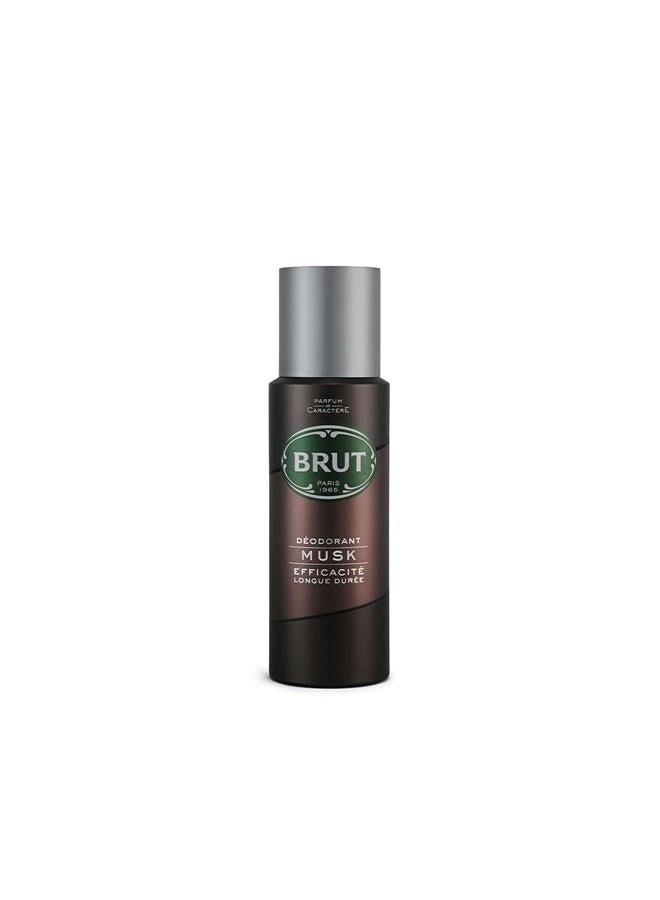 BRUT MUSK Long Lasting Fresh Active Odour Protection Signature Scented Body Deodorant Spray for Men - 200 ML - Image 1