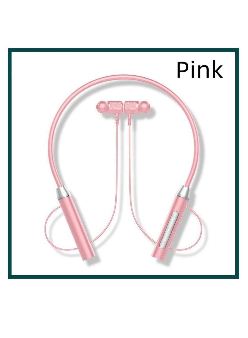 New wireless Bluetooth headset sports binaural in-ear neck-hanging headset super long standby life headset (pink) - Image 1