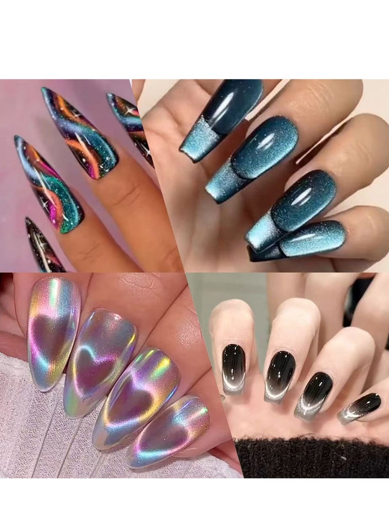 مغناطيس 6 في 1 لطلاء الأظافر الجل Cat Eye، أداة أظافر مغناطيسية متعددة الوظائف، مغناطيس Cross Cat Eye مطور لتصميمات الأظافر 3D Cateye Nail Gel مغناطيس قوي لفن الأظافر صالون منزلي (أسود) - Image 4
