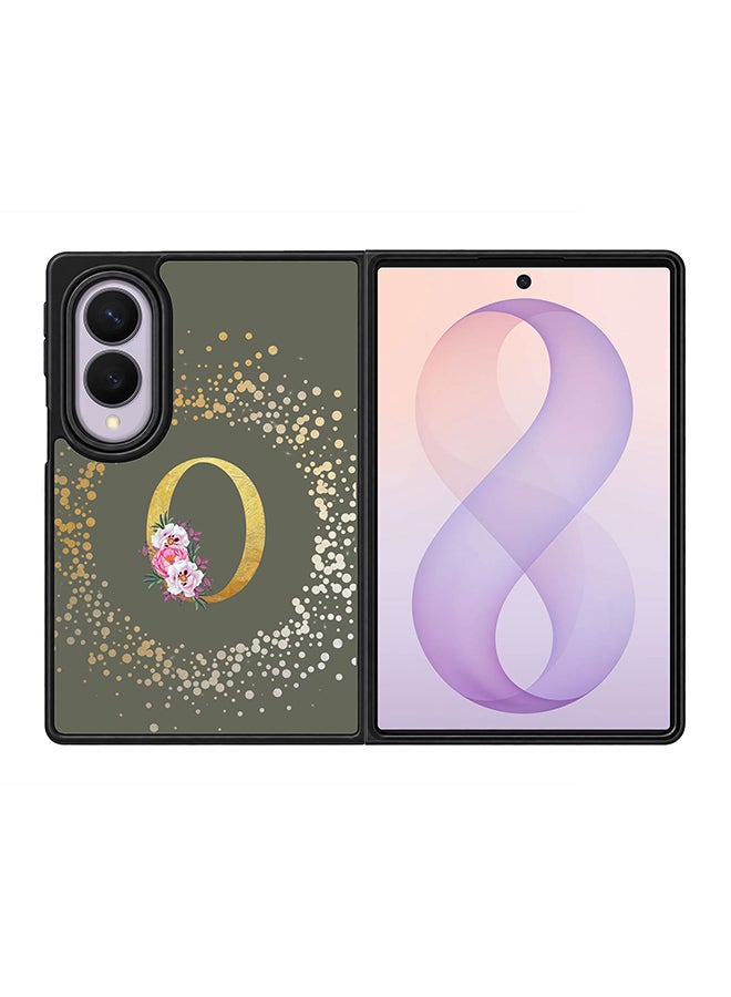 Stylizedd Rugged Case for Samsung Galaxy Z Fold8- Slim Fit Hybrid Rubber Cover Floral Monogram - O (Olive Green)