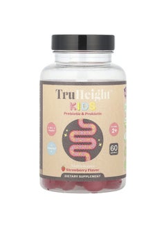 TruHeight  TruHeight, Kids Prebiotic & Probiotic Gummies, For Kids 2+, Strawberry, 60 Gummies  - Image 1