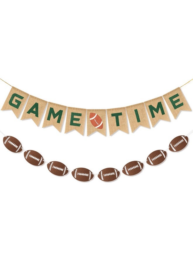 مول مول 6 MALLMALL6 2 قطعة من لافتات كرة القدم المصنوعة من الخيش، لافتة كرة القدم المصنوعة من اللباد، وقت اللعب، ديكور الحفلات، علم رياضي ريفي، دعامات الصور، خلفية لحفل استقبال الطفل، يوم اللعبة، لوازم حفلات أعياد الميلاد - Image 1