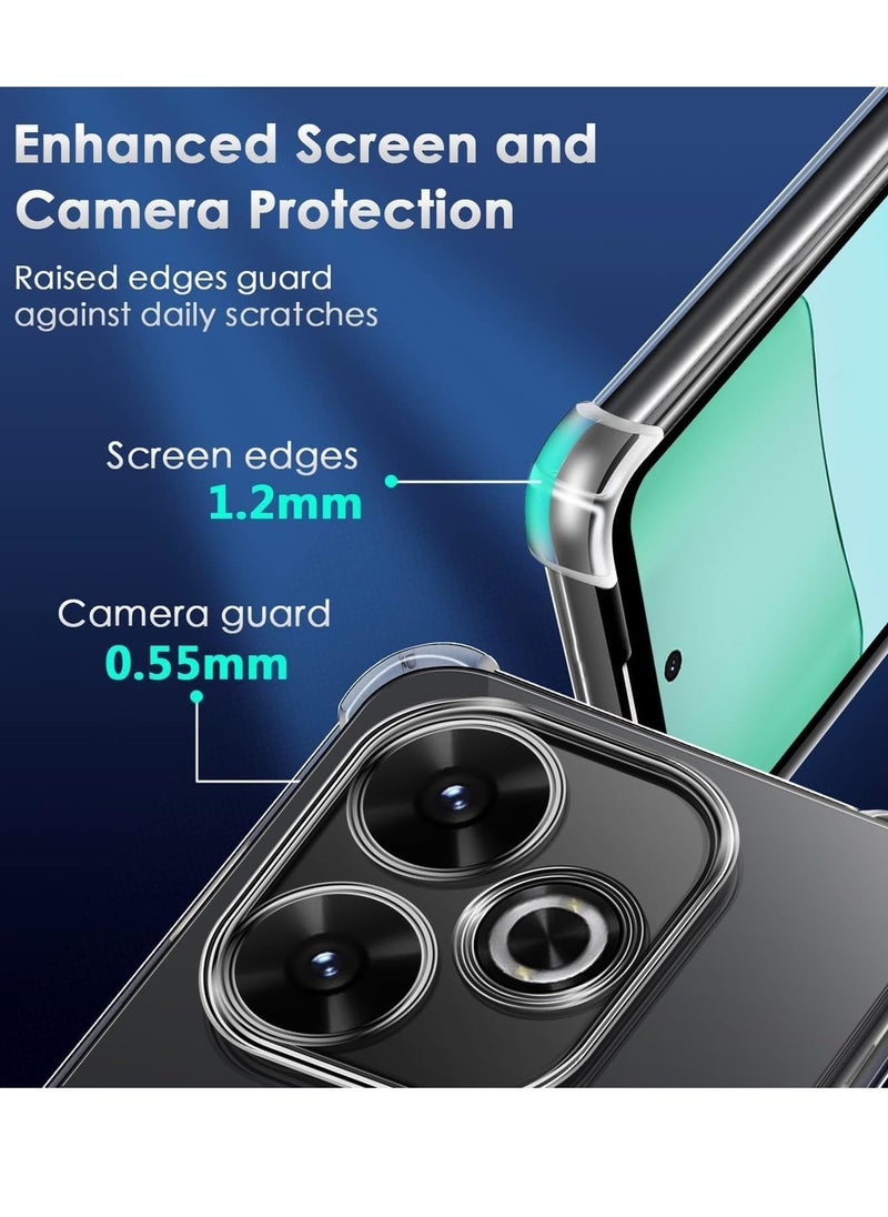 ماركة غير محددة - جراب متوافق مع (Oppo A3/ A3X/ A60 5G) غطاء سيليكون شفاف من مادة TPU غوريلا واقي مضاد للصدمات وزوايا مقاومة للصدمات للكاميرا - شفاف - Image 1