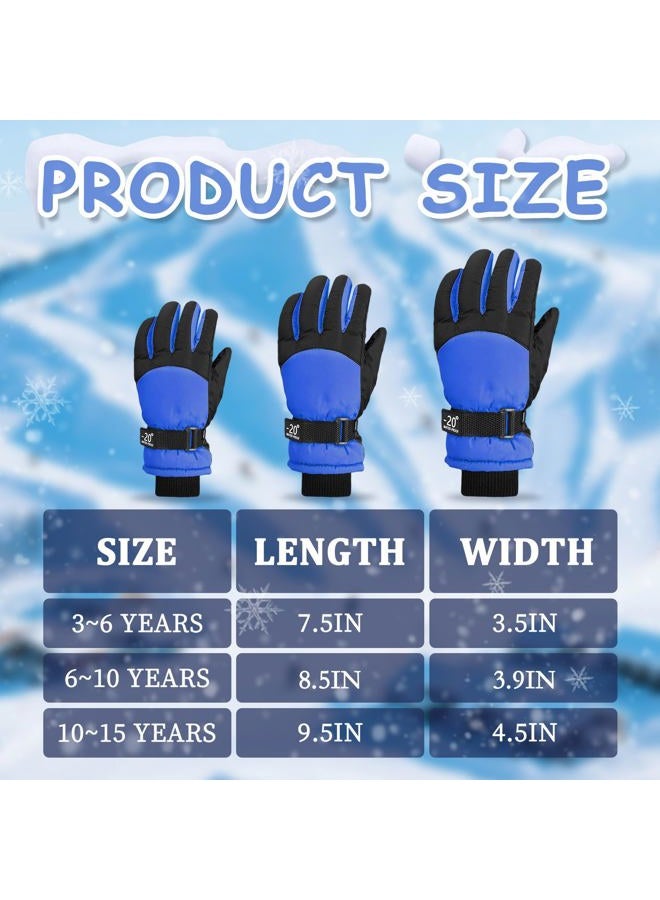 LYDTICK 3 Pairs Kids Winter Gloves Waterproof Snow Ski Gloves for Boys Girls Toddler Outdoor Warm Snowboard Mittens, Color B, 6-10 Years - Image 2