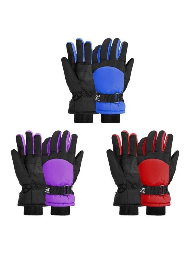 LYDTICK 3 Pairs Kids Winter Gloves Waterproof Snow Ski Gloves for Boys Girls Toddler Outdoor Warm Snowboard Mittens, Color B, 6-10 Years - Image 1
