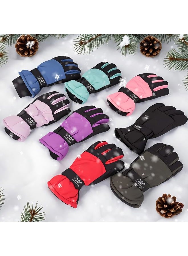 LYDTICK 3 Pairs Kids Winter Gloves Waterproof Snow Ski Gloves for Boys Girls Toddler Outdoor Warm Snowboard Mittens, Color B, 6-10 Years - Image 4