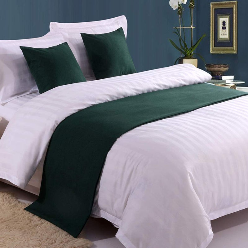Mengersi Mengersi Solid Bed Runner Scarf Protector Slipcover Bed Decorative Scarf for Bedroom Hotel Wedding Room King Dark Green 
