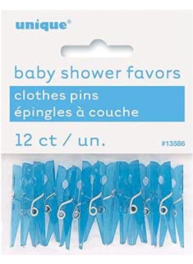 Generic - Unique Party 13586 - Plastic Blue Clothes Peg Baby Shower Favours, Pack of 12 - Image 1