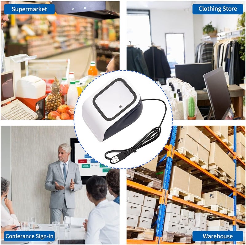 Hands Free Desktop QR Code Reader with Automatic Decoding for Vague and Incomplete Codes - 1D 2D Barcode Scanner for Mobile Payment - Impact ABS Material Housing - White - Image 2