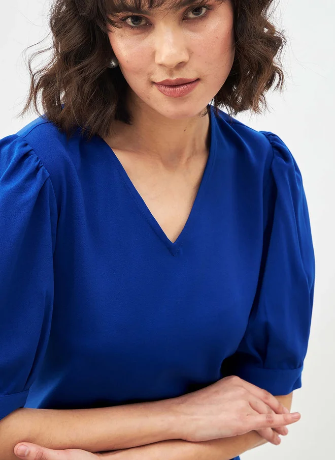 Salt Attire SALT ATTIRE V-Neck Puff Sleeve Sheath Dress