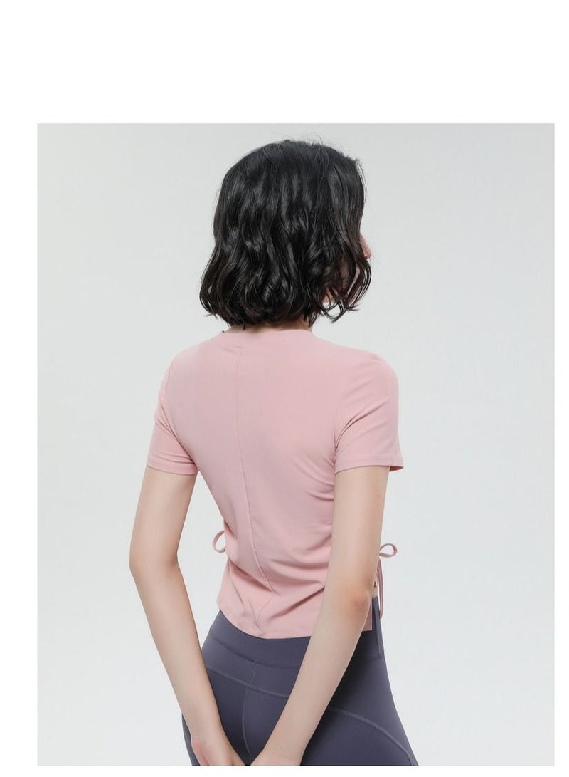 Loquat Thin Short-sleeved Running T-shirts Are Loose And Breathable Pink  - Image 2