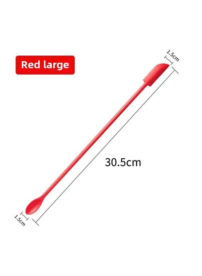 Generic - Mini Silicone Double-headed Sharp Scraper Spoon Cosmetic Skin Care Products Extraction Tool Set Including Avocado Jam Scraper-Specifications:Red# Long - Image 1