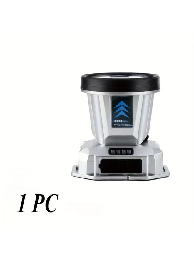 Silvery Shell White Light Headlamp USB Rechargeable IP65 Waterproof Hands Free Flashlight for Outdoor Camping Hiking Fishing - Image 1
