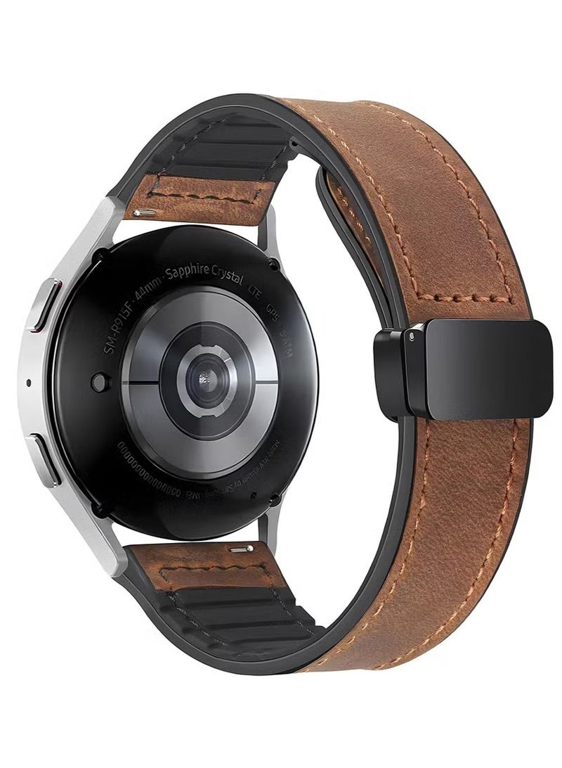 22mm Leather Watch Strap with Magnetic Buckle Design, Compatible with Huawei GT3/4 46mm, GT3 Pro, Huawei Watch 3, GT2e, GT2 Pro, GT2 42/46mm, Samsung Galaxy Watch 3 45mm/Gear S3  - Image 2