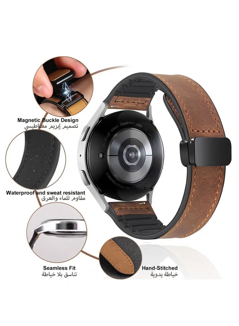 22mm Leather Watch Strap with Magnetic Buckle Design, Compatible with Huawei GT3/4 46mm, GT3 Pro, Huawei Watch 3, GT2e, GT2 Pro, GT2 42/46mm, Samsung Galaxy Watch 3 45mm/Gear S3  - Image 4