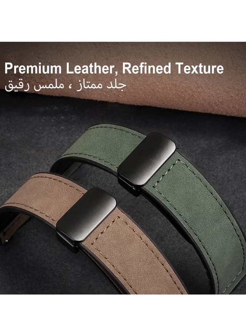 22mm Leather Watch Strap with Magnetic Buckle Design, Compatible with Huawei GT3/4 46mm, GT3 Pro, Huawei Watch 3, GT2e, GT2 Pro, GT2 42/46mm, Samsung Galaxy Watch 3 45mm/Gear S3  - Image 5