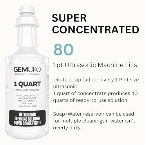 GemOro Jewelry Cleaner Solution Concentrate for Ultrasonic Machines | Professional Performance Liquid Cleans Rings Watches Glasses Earrings & Coins | Compatible with Diamond Gold & Silver (1 Quart) - Image 3