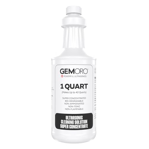 GemOro Jewelry Cleaner Solution Concentrate for Ultrasonic Machines | Professional Performance Liquid Cleans Rings Watches Glasses Earrings & Coins | Compatible with Diamond Gold & Silver (1 Quart) - Image 1