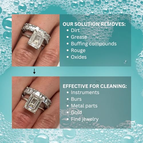 GemOro Jewelry Cleaner Solution Concentrate for Ultrasonic Machines | Professional Performance Liquid Cleans Rings Watches Glasses Earrings & Coins | Compatible with Diamond Gold & Silver (1 Quart) - Image 4