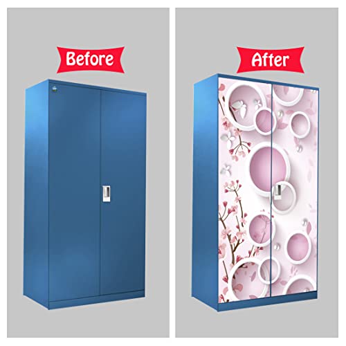 WallDaddy Self Adhesive Almirah Stickers, Wall Stickers, Decorative Sticker Wallpaper for Home Wardrobe Doors (Round N Round Almirah) PVC Vinyl Size Large (39 x 84 Inch) - Image 5