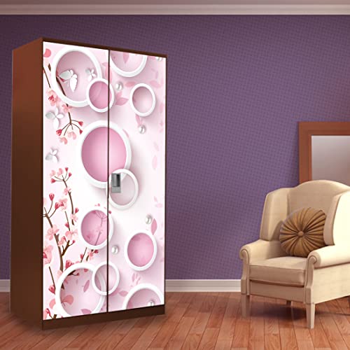 WallDaddy Self Adhesive Almirah Stickers, Wall Stickers, Decorative Sticker Wallpaper for Home Wardrobe Doors (Round N Round Almirah) PVC Vinyl Size Large (39 x 84 Inch) - Image 4