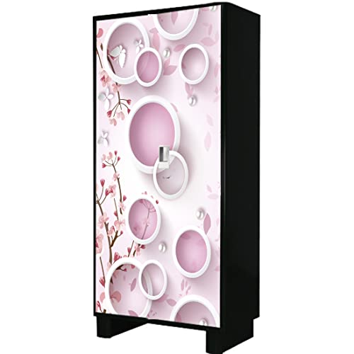 WallDaddy Self Adhesive Almirah Stickers, Wall Stickers, Decorative Sticker Wallpaper for Home Wardrobe Doors (Round N Round Almirah) PVC Vinyl Size Large (39 x 84 Inch) - Image 3