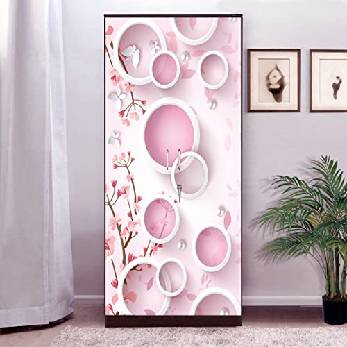 WallDaddy Self Adhesive Almirah Stickers, Wall Stickers, Decorative Sticker Wallpaper for Home Wardrobe Doors (Round N Round Almirah) PVC Vinyl Size Large (39 x 84 Inch) - Image 1