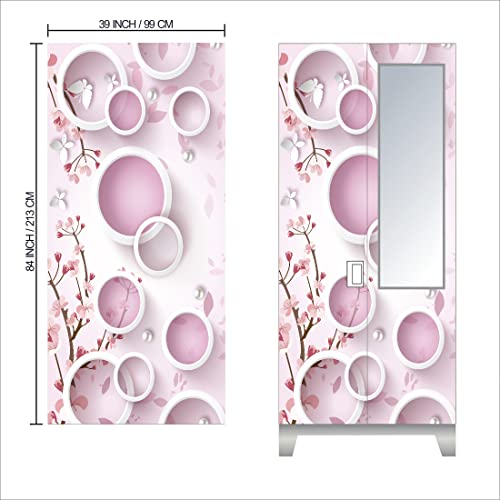 WallDaddy Self Adhesive Almirah Stickers, Wall Stickers, Decorative Sticker Wallpaper for Home Wardrobe Doors (Round N Round Almirah) PVC Vinyl Size Large (39 x 84 Inch) - Image 2
