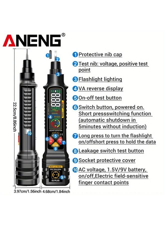 ANENG VD808 الأسود محلل الدوائر اختبار الجهد AC/DC كشف التسرب إيقاف تلقائي - Image 4