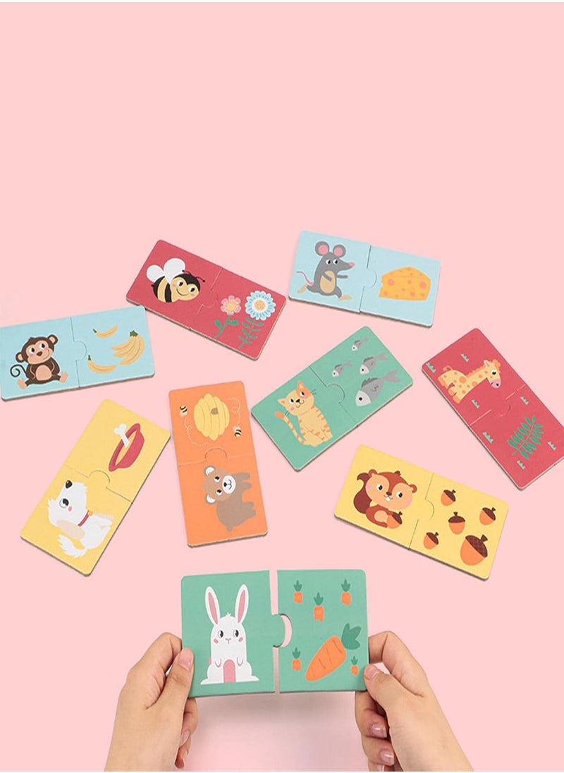 GGOOT - Matching Puzzles For Toddlers - Two Piece Matching Puzzles With Aesthetic Illustrations For,Self Correcting Two Piece Matching Puzzles Made Of Wood For Learn Common Foods And Animals - Image 1