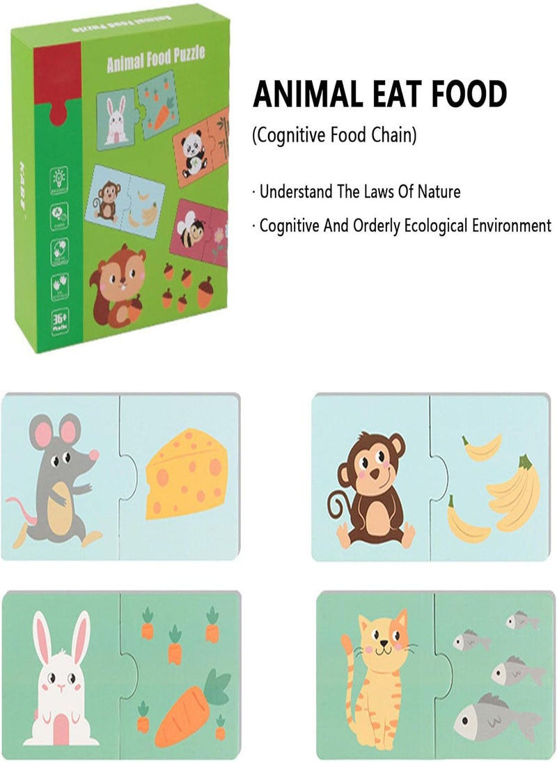 GGOOT - Matching Puzzles For Toddlers - Two Piece Matching Puzzles With Aesthetic Illustrations For,Self Correcting Two Piece Matching Puzzles Made Of Wood For Learn Common Foods And Animals - Image 1