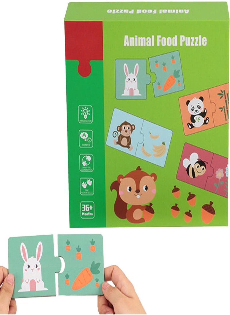 GGOOT - Matching Puzzles For Toddlers - Two Piece Matching Puzzles With Aesthetic Illustrations For,Self Correcting Two Piece Matching Puzzles Made Of Wood For Learn Common Foods And Animals - Image 1