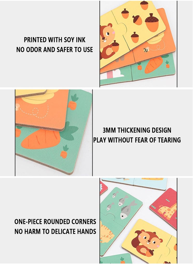 GGOOT - Matching Puzzles For Toddlers - Two Piece Matching Puzzles With Aesthetic Illustrations For,Self Correcting Two Piece Matching Puzzles Made Of Wood For Learn Common Foods And Animals - Image 1