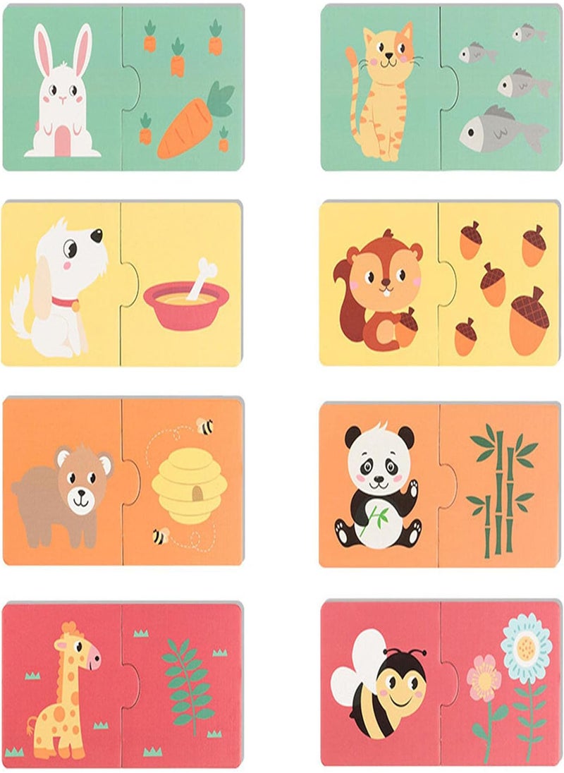 GGOOT - Matching Puzzles For Toddlers - Two Piece Matching Puzzles With Aesthetic Illustrations For,Self Correcting Two Piece Matching Puzzles Made Of Wood For Learn Common Foods And Animals - Image 1