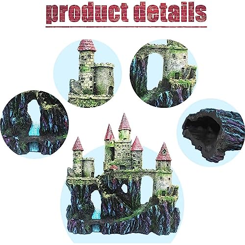 MUYG Aquarium Castle Decorations,Resin Castle for Fish Tank with Randomly Color Plants Decor Accessories for Freshwater and Saltwater Fish Tanks (Red) - Image 3
