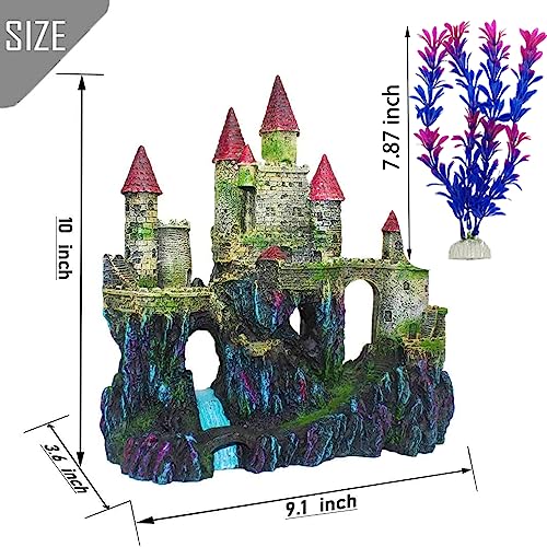 MUYG Aquarium Castle Decorations,Resin Castle for Fish Tank with Randomly Color Plants Decor Accessories for Freshwater and Saltwater Fish Tanks (Red) - Image 2