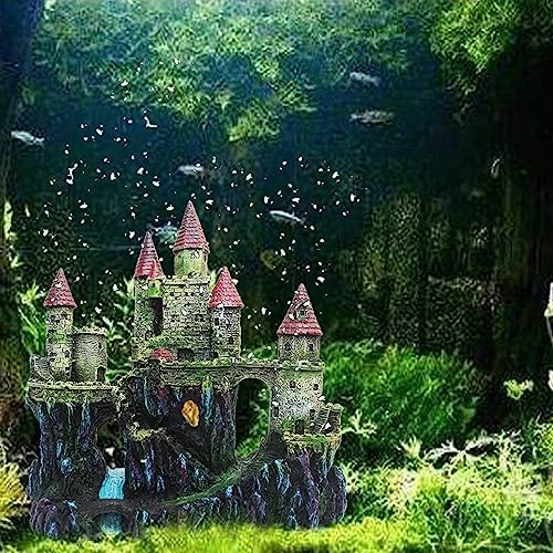 MUYG Aquarium Castle Decorations,Resin Castle for Fish Tank with Randomly Color Plants Decor Accessories for Freshwater and Saltwater Fish Tanks (Red) - Image 5