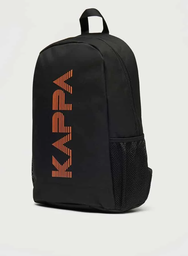 كابا Kappa Logo Print Backpack with Adjustable Straps and Zip Closure
