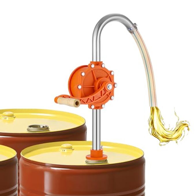 Poafamx 15-55 Gallon Drum Pump, 13 GPM Corrosion-Resistant Barrel Pump, Stainless Steel Rotary Hand Oil Transfer Pump for Gasoline Diesel Kerosene Water Ethanol Weakly Corrosive Chemical Liquid - Image 1