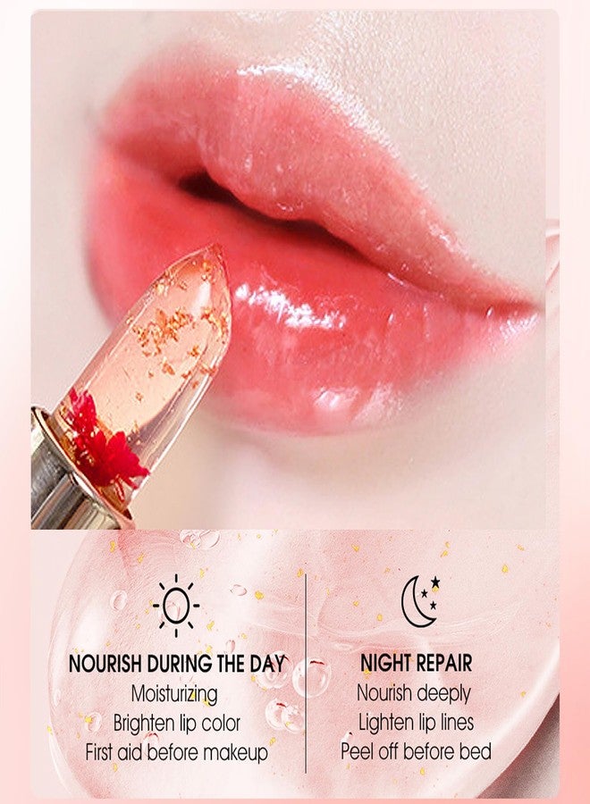 DENESTUP Pack of 3 Flower Jelly Lipstick Set Temperature Change Moisturizer Long Lasting Nutritious Balm Magic Color Change Lip Gloss - Image 3