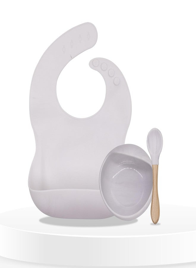 Bembika Baby Feeding Essential Baby Dinner Set Silicone Tableware Set for Baby Infant Training Eating Utensils � (Pack of 3)(White) - Image 1