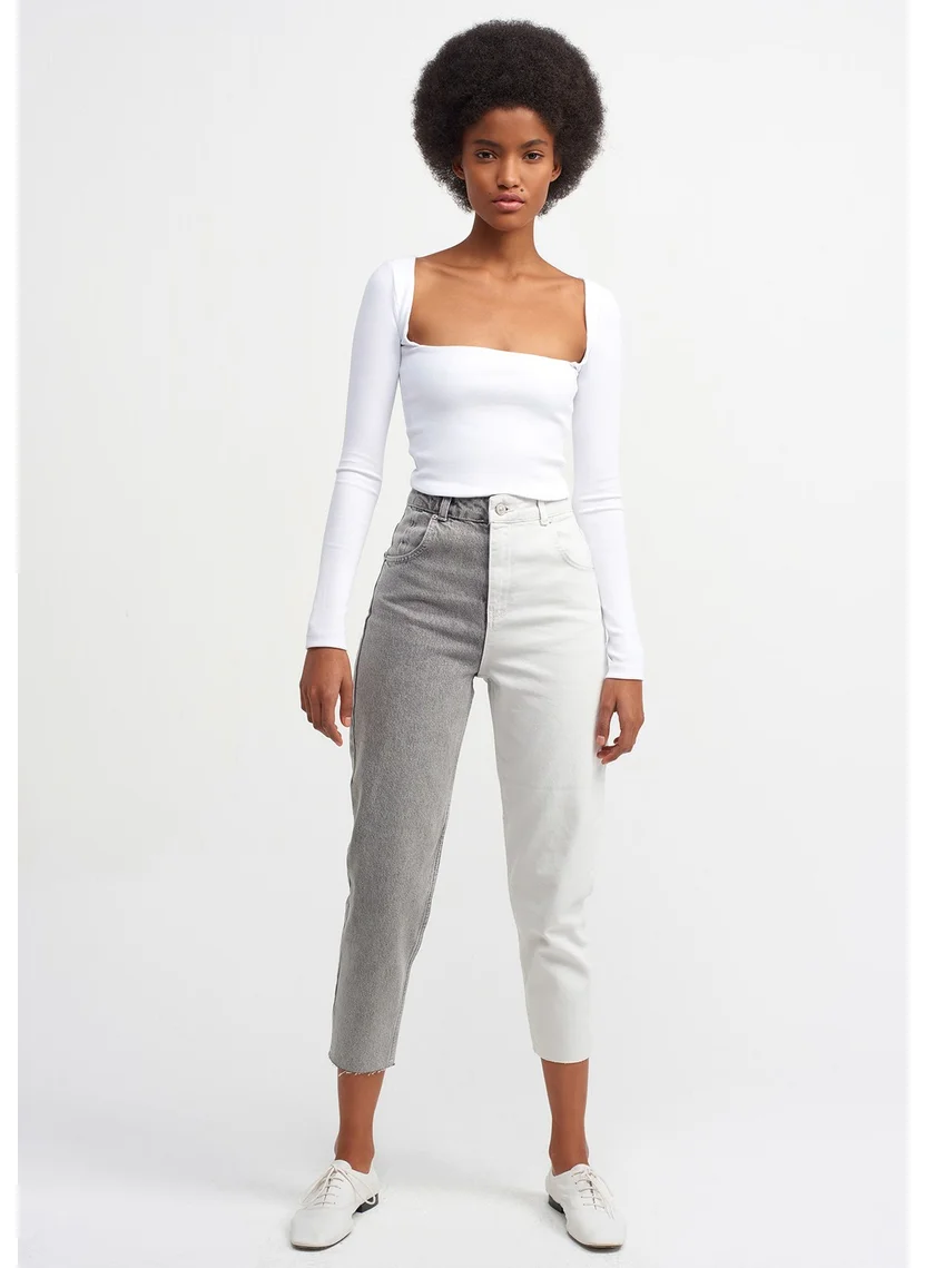 Dilvin 3700 Corded Long Sleeve Top-White