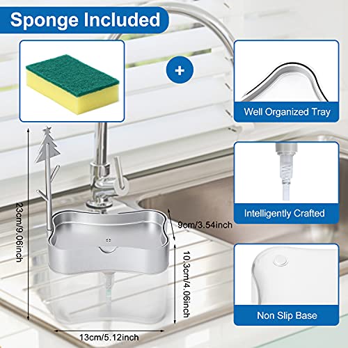 LIFEEZY New 2025 Version soap Dispenser with Added Features - Premium Quality Dish Soap Dispenser - Countertop Kitchen Soap Dispenser, Sink Dish Washing 13 Ounces (Sponge Included) - Image 3
